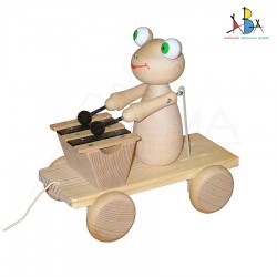 Järelveetav puidust mänguasi ksülofoniga "Frog Natural Wood"