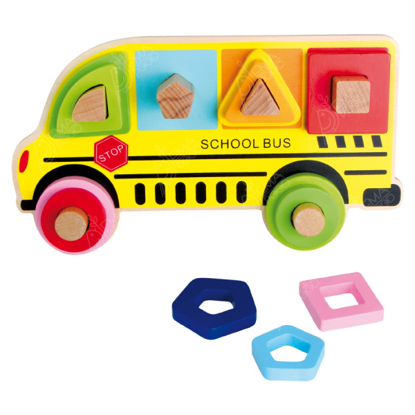 Puidust arendav mänguasi "School Bus"